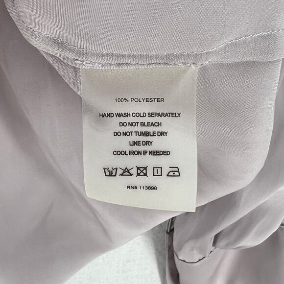 MARGARET O'LEARY Poet Blouse Womens XS Light Gray Silky Flowy Long Sleeve - Picture 9 of 11